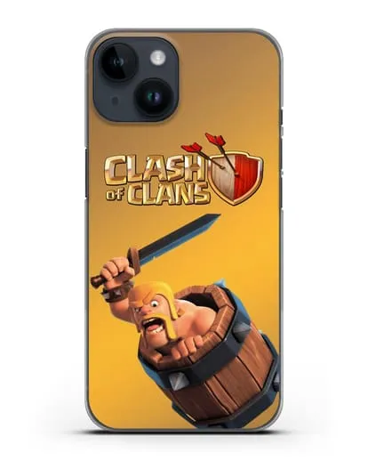 Чехол Clash of Clans (Клэш оф Кланс) - Варвар в бочке силиконовый для iPhone 14