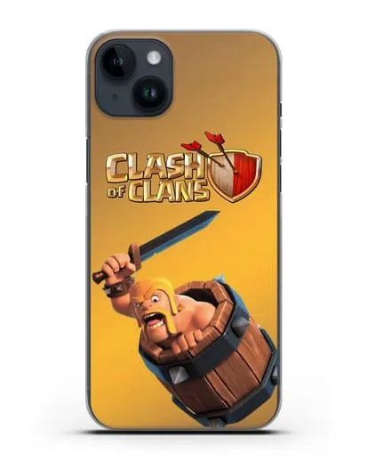 Чехол Clash of Clans (Клэш оф Кланс) - Варвар в бочке силиконовый для iPhone 14 Plus