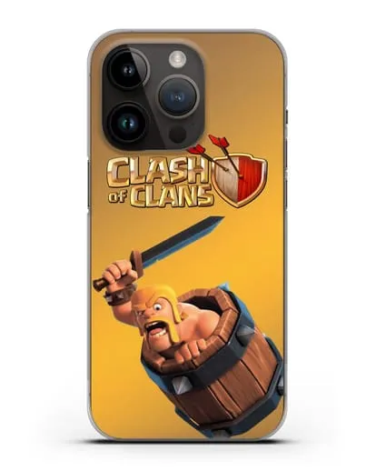 Чехол Clash of Clans (Клэш оф Кланс) - Варвар в бочке силиконовый для iPhone 14 Pro