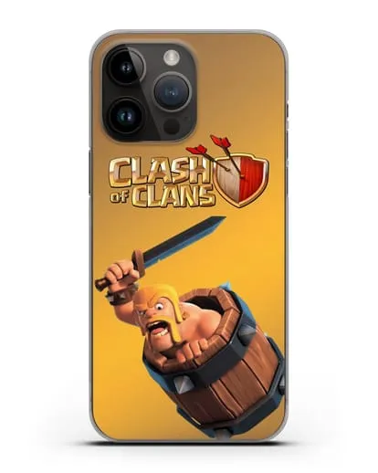Чехол Clash of Clans (Клэш оф Кланс) - Варвар в бочке силиконовый для iPhone 14 Pro Max