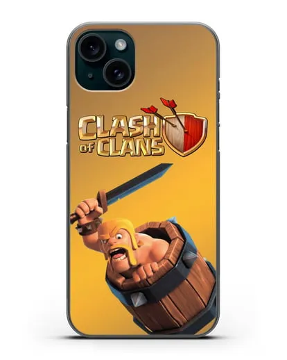 Чехол Clash of Clans (Клэш оф Кланс) - Варвар в бочке силиконовый для iPhone 15 Plus
