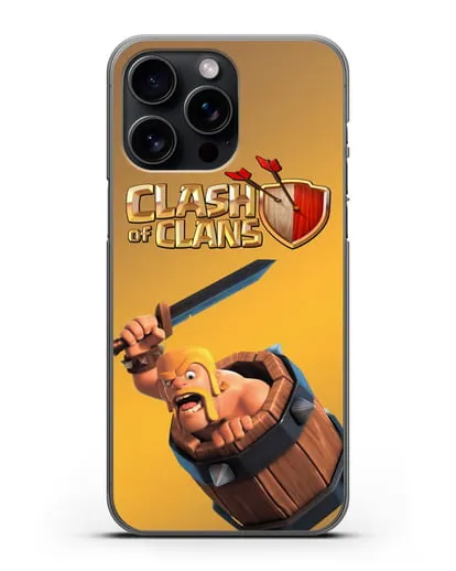 Чехол Clash of Clans (Клэш оф Кланс) - Варвар в бочке силиконовый для iPhone 15 Pro Max