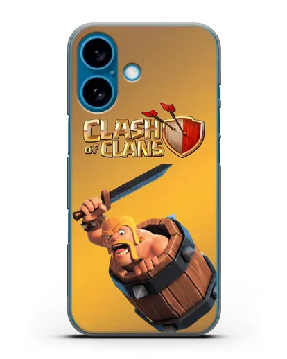 Чехол Clash of Clans (Клэш оф Кланс) - Варвар в бочке силиконовый для iPhone 16