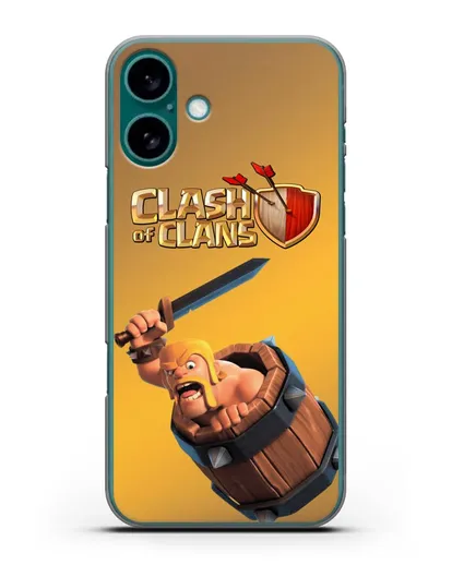 Чехол Clash of Clans (Клэш оф Кланс) - Варвар в бочке силиконовый для iPhone 16 Plus