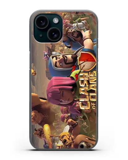 Чехол Clash of Clans (Клэш оф Кланс) - Битва силиконовый для iPhone 15