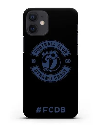 Чехол с логотипом ФК Динамо Брест и надписью #FCDB силиконовый для iPhone 12 mini