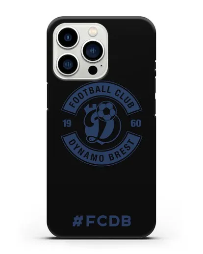 Чехол с логотипом ФК Динамо Брест и надписью #FCDB силиконовый для iPhone 13 Pro