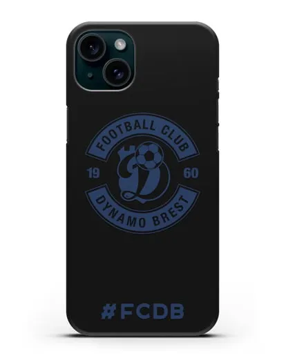 Чехол с логотипом ФК Динамо Брест и надписью #FCDB силиконовый для iPhone 15 Plus
