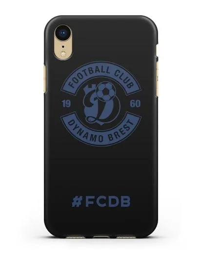 Чехол с логотипом ФК Динамо Брест и надписью #FCDB силиконовый для iPhone XR