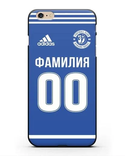 Именной чехол ФК Динамо Брест с фамилией и номером синяя форма силиконовый для iPhone 6 Plus