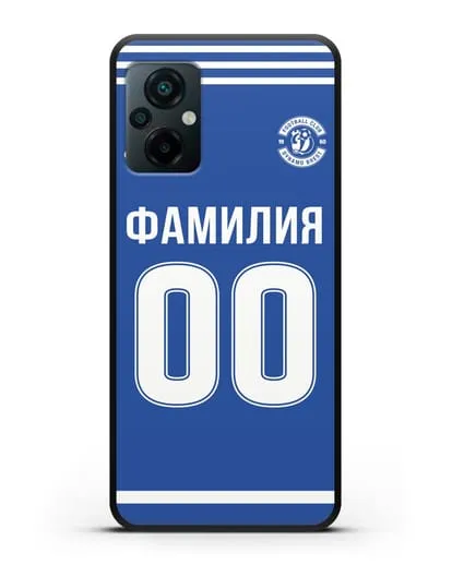 Именной чехол ФК Динамо Брест с фамилией и номером синяя форма силиконовый для Xiaomi Poco M5