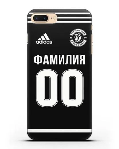 Именной чехол ФК Динамо Брест с фамилией и номером черная форма силиконовый для iPhone 8 Plus