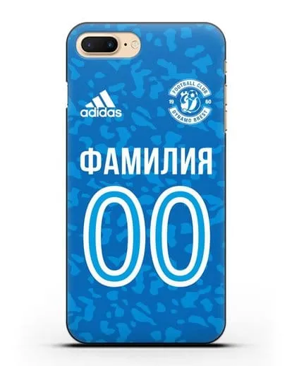 Именной чехол ФК Динамо-Брест с фамилией и номером (сезон 2020-2021) синяя форма силиконовый для iPhone 8 Plus