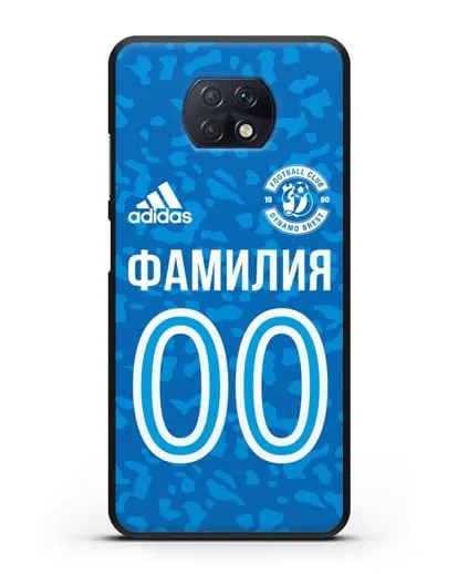 Именной чехол ФК Динамо-Брест с фамилией и номером (сезон 2020-2021) синяя форма силиконовый для Xiaomi Redmi Note 9T
