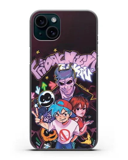 Чехол Friday Night Funkin (Фрайдей Найт Фанкин) - Парень против Папочки силиконовый для iPhone 15 Plus