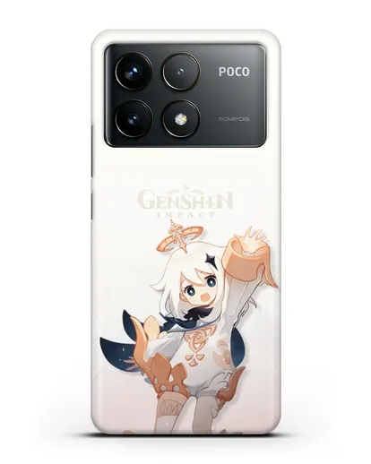 Чехол Genshin Impact (Геншин Импакт) - Паймон силиконовый для Xiaomi Poco F6 Pro