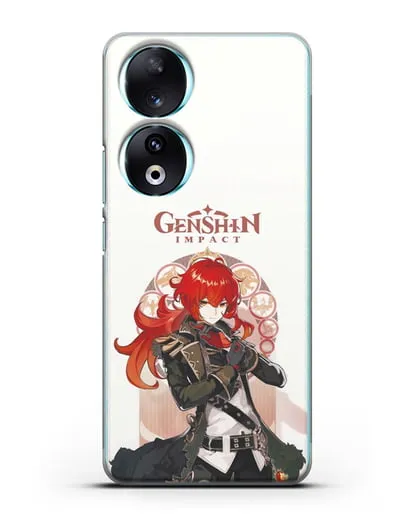 Чехол Genshin Impact (Геншин Импакт) - Дилюк силиконовый для Honor 90