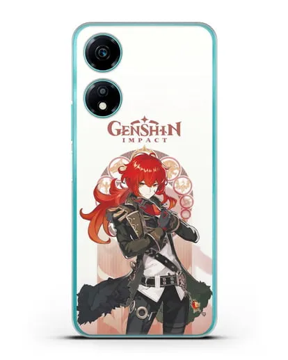 Чехол Genshin Impact (Геншин Импакт) - Дилюк силиконовый для Honor X5 Plus