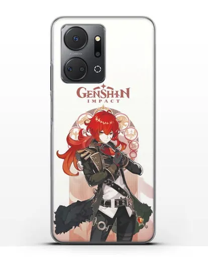 Чехол Genshin Impact (Геншин Импакт) - Дилюк силиконовый для Honor X7a