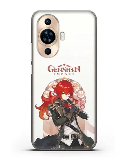 Чехол Genshin Impact (Геншин Импакт) - Дилюк силиконовый для Huawei Nova 11