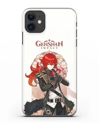 Чехол Genshin Impact (Геншин Импакт) - Дилюк силиконовый для iPhone 11