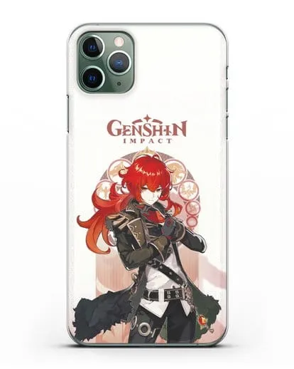 Чехол Genshin Impact (Геншин Импакт) - Дилюк силиконовый для iPhone 11 Pro