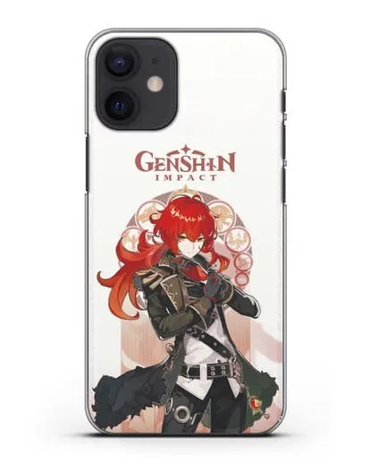 Чехол Genshin Impact (Геншин Импакт) - Дилюк силиконовый для iPhone 12 mini