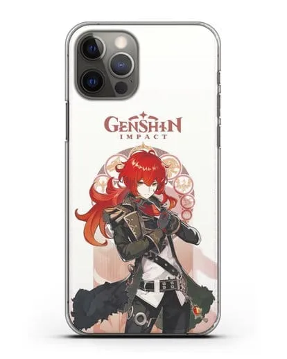 Чехол Genshin Impact (Геншин Импакт) - Дилюк силиконовый для iPhone 12 Pro