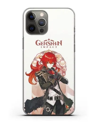 Чехол Genshin Impact (Геншин Импакт) - Дилюк силиконовый для iPhone 12 Pro Max