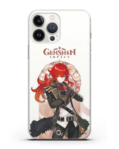 Чехол Genshin Impact (Геншин Импакт) - Дилюк силиконовый для iPhone 13 Pro Max