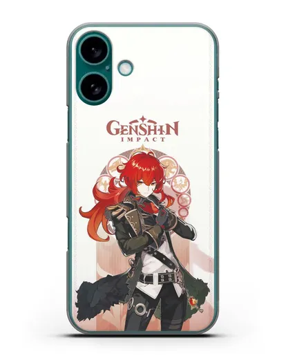 Чехол Genshin Impact (Геншин Импакт) - Дилюк силиконовый для iPhone 16 Plus