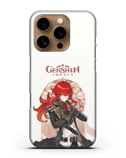 Чехол Genshin Impact (Геншин Импакт) - Дилюк силиконовый для iPhone 16 Pro