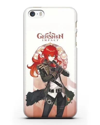 Чехол Genshin Impact (Геншин Импакт) - Дилюк силиконовый для iPhone 5/5s/SE