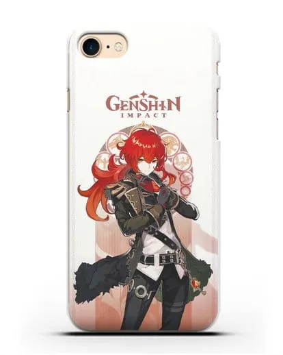 Чехол Genshin Impact (Геншин Импакт) - Дилюк силиконовый для iPhone 8