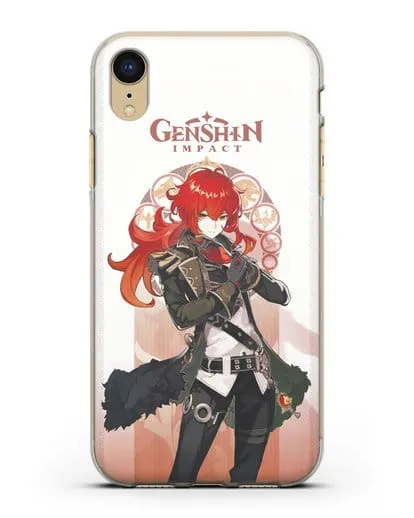 Чехол Genshin Impact (Геншин Импакт) - Дилюк силиконовый для iPhone XR