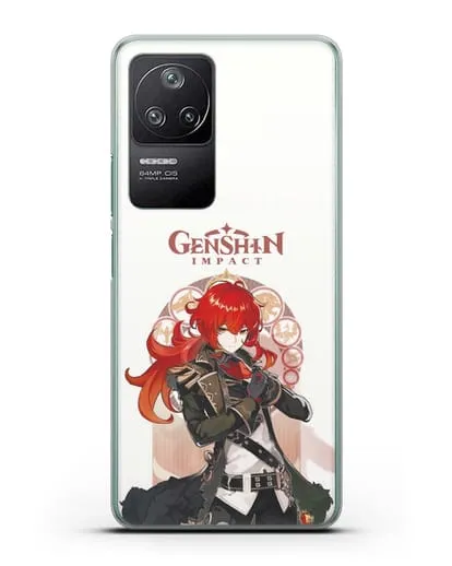 Чехол Genshin Impact (Геншин Импакт) - Дилюк силиконовый для Xiaomi Poco F4