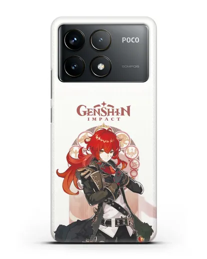 Чехол Genshin Impact (Геншин Импакт) - Дилюк силиконовый для Xiaomi Poco F6 Pro