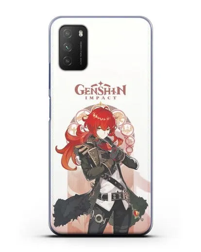 Чехол Genshin Impact (Геншин Импакт) - Дилюк силиконовый для Xiaomi Poco M3