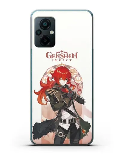 Чехол Genshin Impact (Геншин Импакт) - Дилюк силиконовый для Xiaomi Poco M5