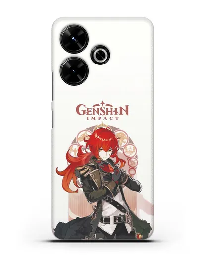 Чехол Genshin Impact (Геншин Импакт) - Дилюк силиконовый для Xiaomi Poco M6