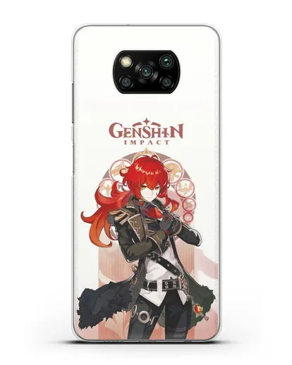 Чехол Genshin Impact (Геншин Импакт) - Дилюк силиконовый для Xiaomi Poco X3 Pro