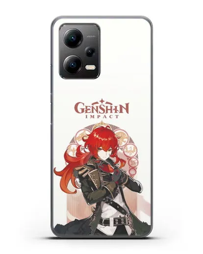 Чехол Genshin Impact (Геншин Импакт) - Дилюк силиконовый для Xiaomi Poco X5