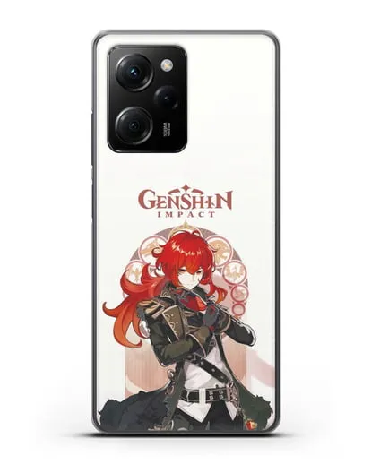Чехол Genshin Impact (Геншин Импакт) - Дилюк силиконовый для Xiaomi Poco X5 Pro