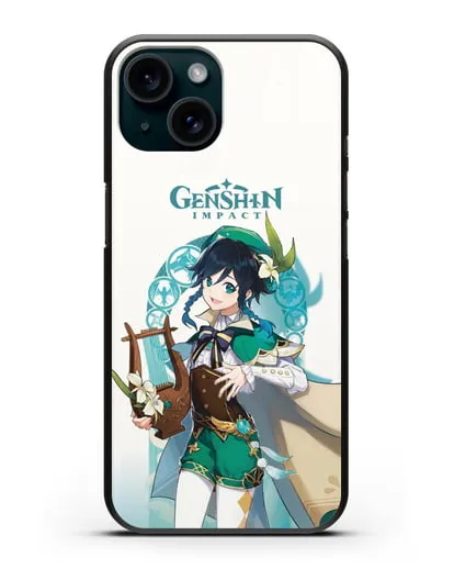 Чехол Genshin Impact (Геншин Импакт) - Венти силиконовый для iPhone 15