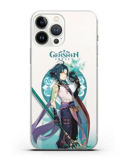 Чехол Genshin Impact (Геншин Импакт) - Ксяо силиконовый для iPhone 13 Pro Max