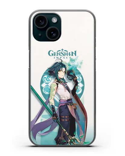 Чехол Genshin Impact (Геншин Импакт) - Ксяо силиконовый для iPhone 15