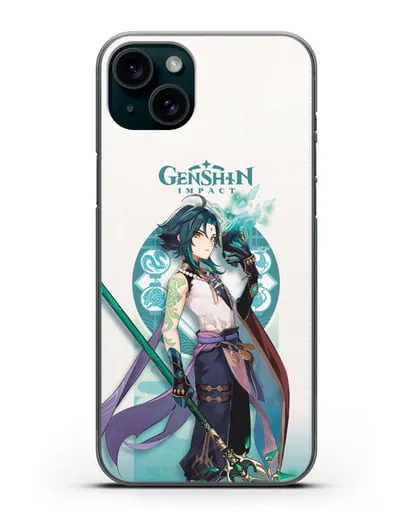Чехол Genshin Impact (Геншин Импакт) - Ксяо силиконовый для iPhone 15 Plus