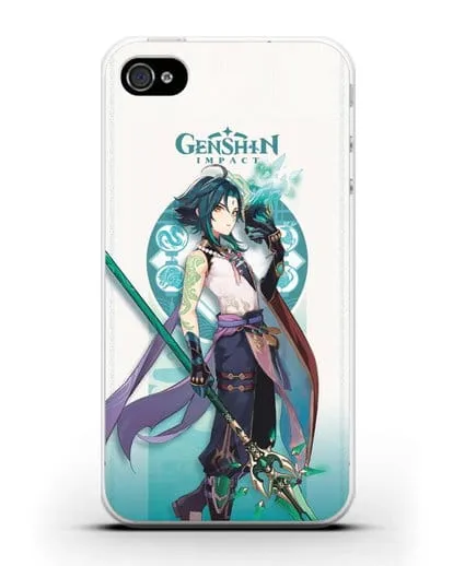 Чехол Genshin Impact (Геншин Импакт) - Ксяо силиконовый для iPhone 4/4s