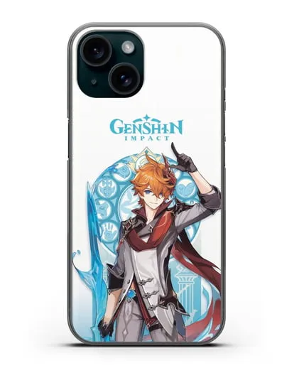 Чехол Genshin Impact (Геншин Импакт) - Тарталья силиконовый для iPhone 15
