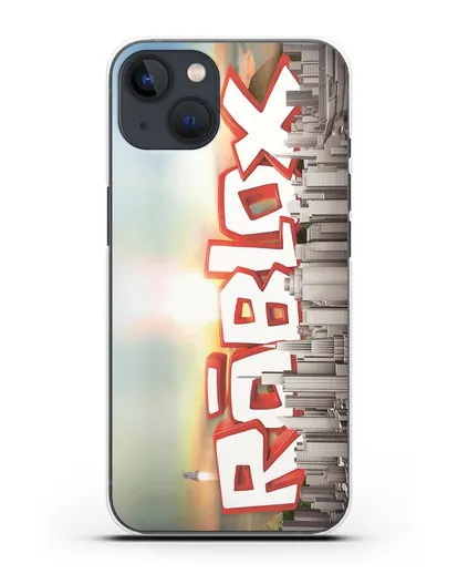 Чехол Roblox (Роблокс) - Город силиконовый для iPhone 13